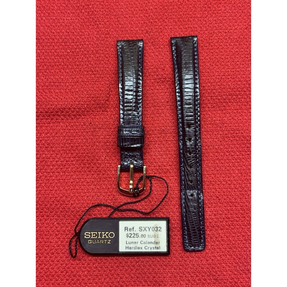 SEIKO Womens 13MM Black Universal Replacement LIZARD LEATHER WATCH BAND New OS